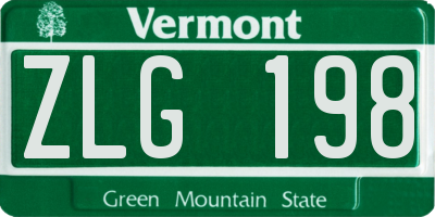 VT license plate ZLG198