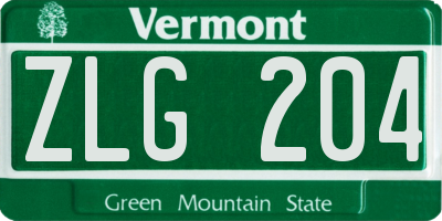 VT license plate ZLG204