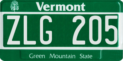 VT license plate ZLG205