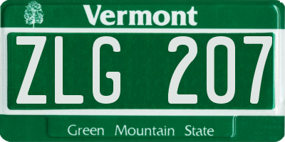 VT license plate ZLG207