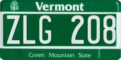 VT license plate ZLG208