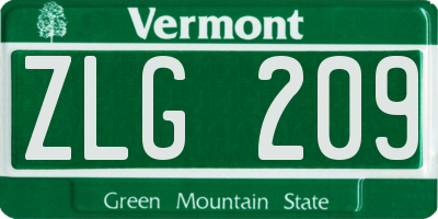 VT license plate ZLG209