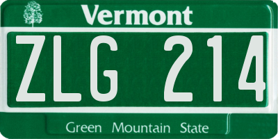 VT license plate ZLG214