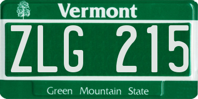 VT license plate ZLG215
