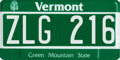 VT license plate ZLG216