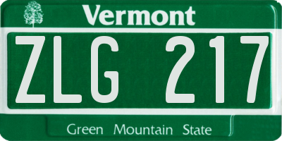 VT license plate ZLG217