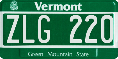 VT license plate ZLG220