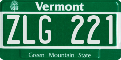 VT license plate ZLG221