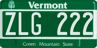 VT license plate ZLG222