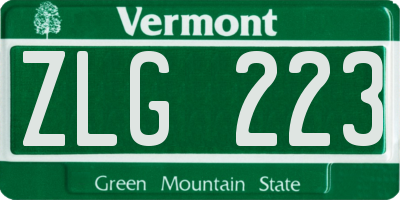 VT license plate ZLG223
