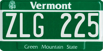 VT license plate ZLG225