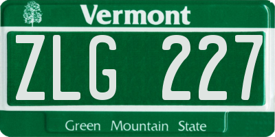 VT license plate ZLG227
