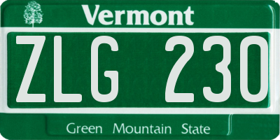 VT license plate ZLG230