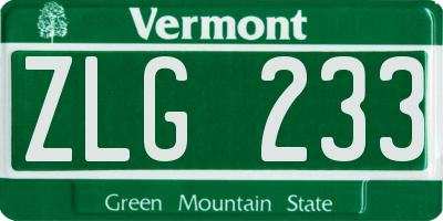 VT license plate ZLG233