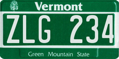 VT license plate ZLG234