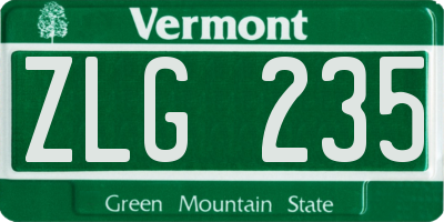 VT license plate ZLG235