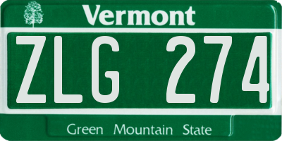 VT license plate ZLG274