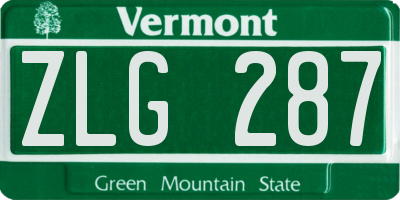 VT license plate ZLG287