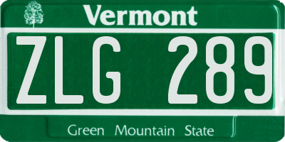 VT license plate ZLG289