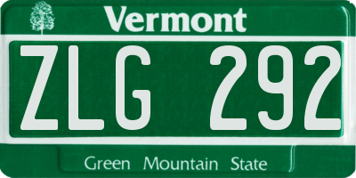 VT license plate ZLG292