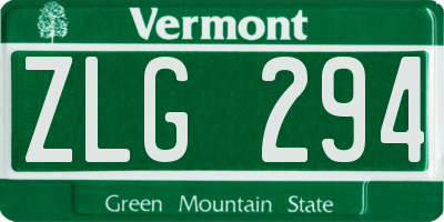 VT license plate ZLG294