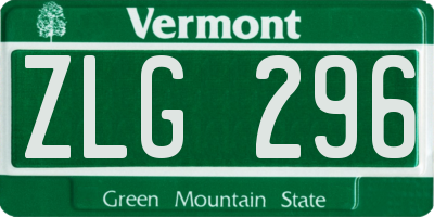 VT license plate ZLG296