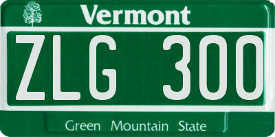 VT license plate ZLG300
