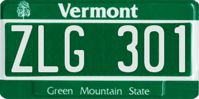 VT license plate ZLG301