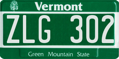 VT license plate ZLG302
