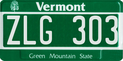 VT license plate ZLG303