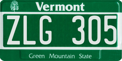VT license plate ZLG305