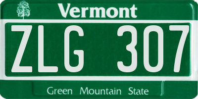 VT license plate ZLG307