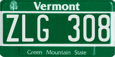 VT license plate ZLG308