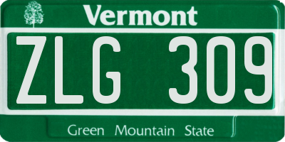 VT license plate ZLG309