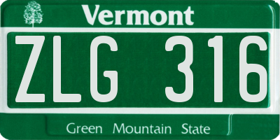 VT license plate ZLG316