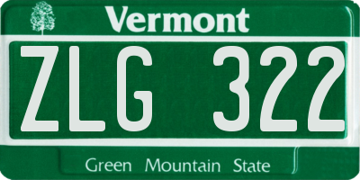 VT license plate ZLG322