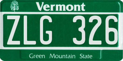 VT license plate ZLG326