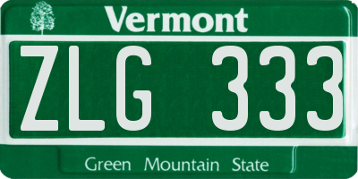 VT license plate ZLG333