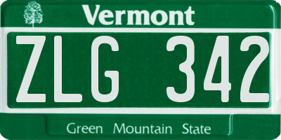 VT license plate ZLG342