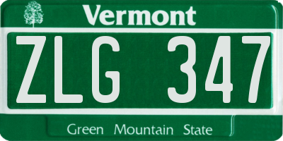 VT license plate ZLG347