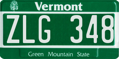 VT license plate ZLG348
