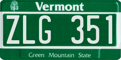 VT license plate ZLG351
