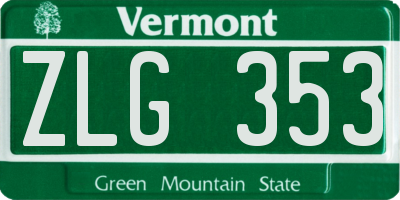 VT license plate ZLG353