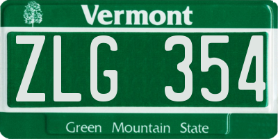 VT license plate ZLG354