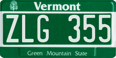 VT license plate ZLG355