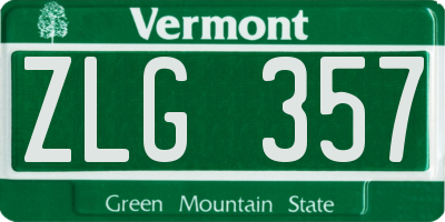 VT license plate ZLG357