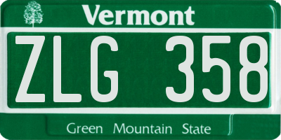 VT license plate ZLG358
