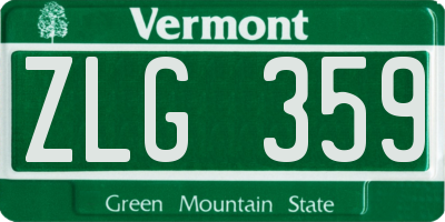 VT license plate ZLG359