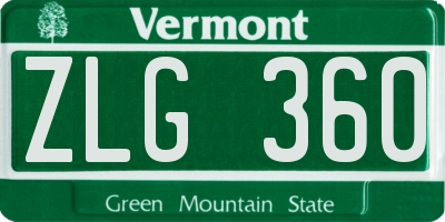 VT license plate ZLG360