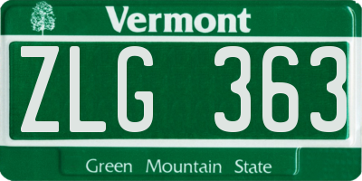 VT license plate ZLG363